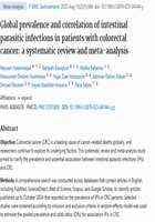 Global prevalence and correlation of intestinal parasitic infections in patients with colorectal cancer: a systematic review..