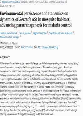 Environmental persistence and transmission dynamics of Serratia AS1 in mosquito habitats: advancing paratransgenesis ........a